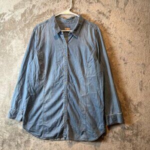 J. Jill Denim Women's Button Down Denim Top Blue Long Sleeve Size XL